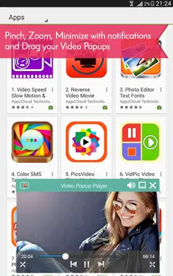 Video Popup Player android App screenshot 4